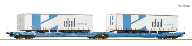 Roco 6600022 - H0 - Doppeltaschen-Gelenkwagen T3000e Spedition ekol, EUROWAGON, Ep. VI - Wagen 3